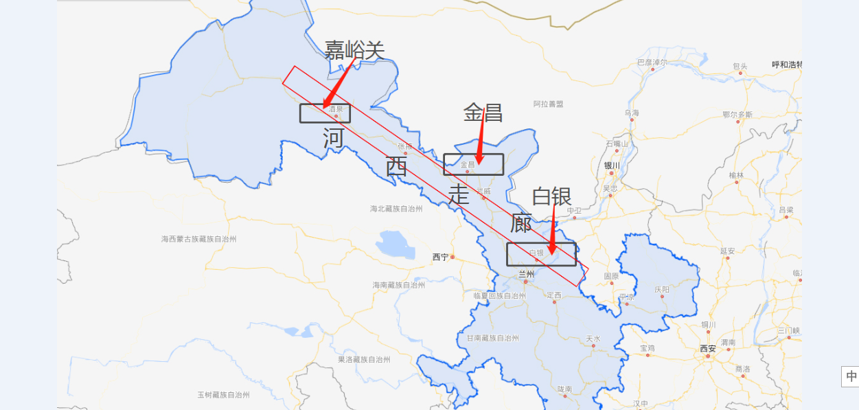 工業(yè)三城在甘肅省內(nèi)的位置